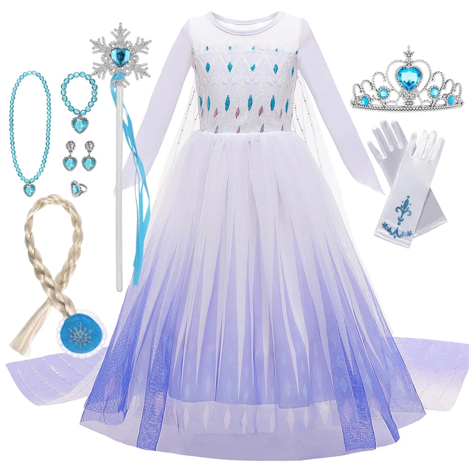 Frozen Elsa Anna Princess Girl Vestidos Costume Kid Dress Disney Snow Queen Halloween Cosplay Birthday Party Dress Up 2-10 Years