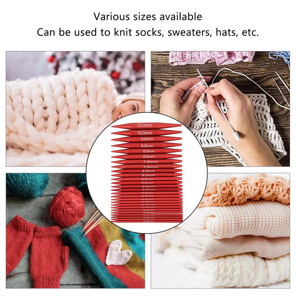 26 Pieces Knitting Needles Set Detachable Circular Interchangeable Knitting Needles Crochet Kit Multiple sizes Handmade Crafts