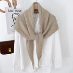 Big Size Wool Korean Style Knitted Triangular Scarf Women Winter Warm Headscarf Shawl Sold Color Neckerchief Kerchief Hijab