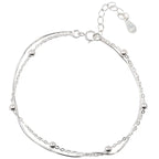925 Sterling Silver Round Ball Lucky Bracelets Woman Double-Layer Snake Chain Hot Top Quality Jewelry Wedding Jewellery