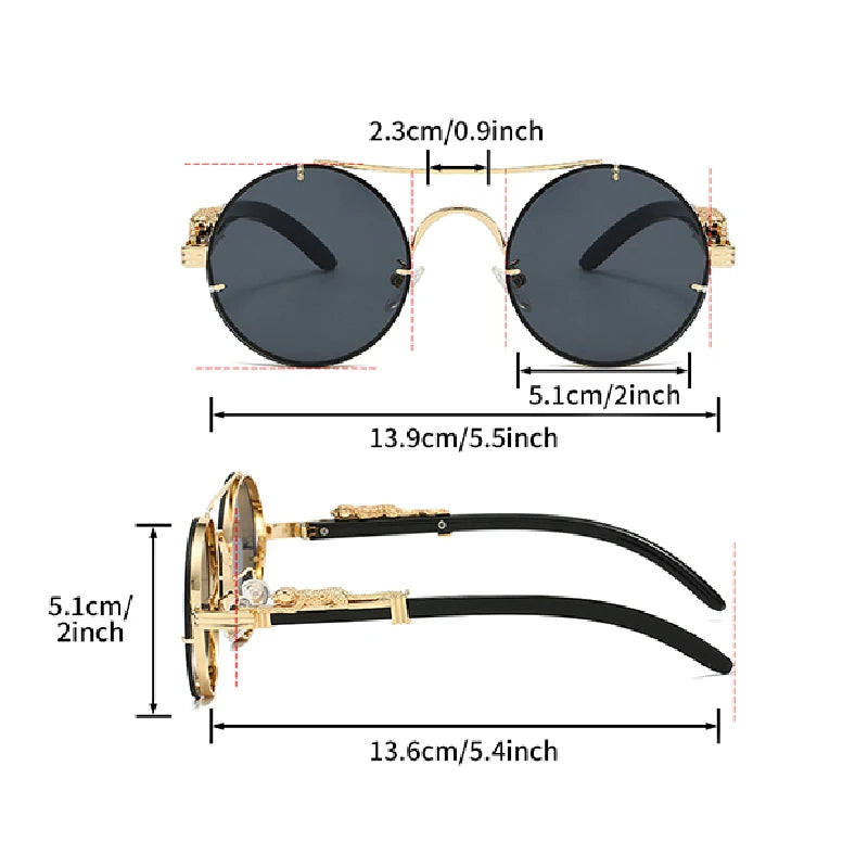 Vintage Round Double Bridge Sunglasses Retro Fashion Eyewear