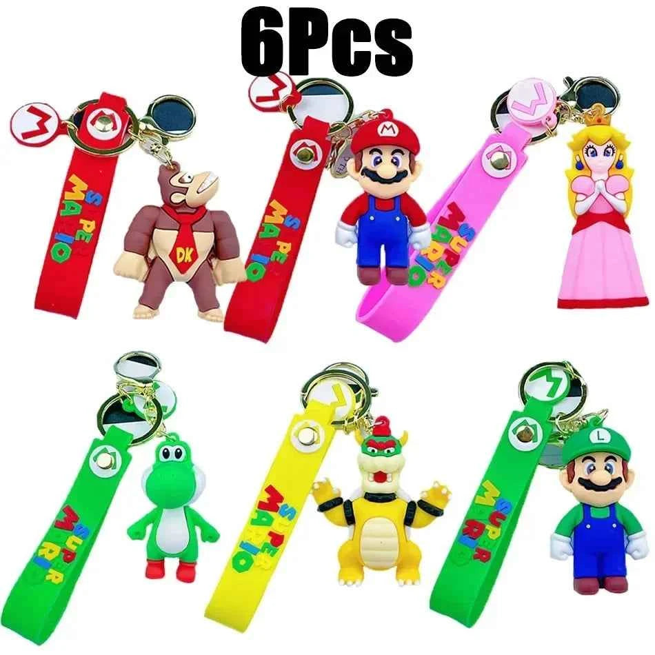 Super Mario Bros Action Figure keychain Cute Cartoon Character Toy Doll Model Decoration Kid Birthday Gift