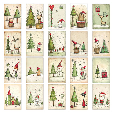 20pcs Christmas Decor Postcards With Stickers,For Christmas Home Office Wall Art Decor,Diy Christmas Crafts,Gift Wrapping Cards