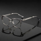 Vintage Cross Carving Glasses Men Women Luxury Half Frame Anti Blue Light Eyeglasses Retro Square Computer Eyewear