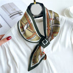 Luxury Brand Horse Print Skinny Neckerchief Scarf For Women Satin Silk Ribbons Bandana Ladies Neck Tie Wrist Wrap Shawl Echarpe