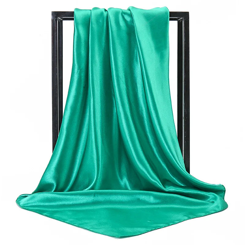 Luxury Brand Silk Scarf Women Satin Solid color Hijab Scarves Muslim Pareo Bandana Female Shawl Wrap Headband Foulard 90*90cm