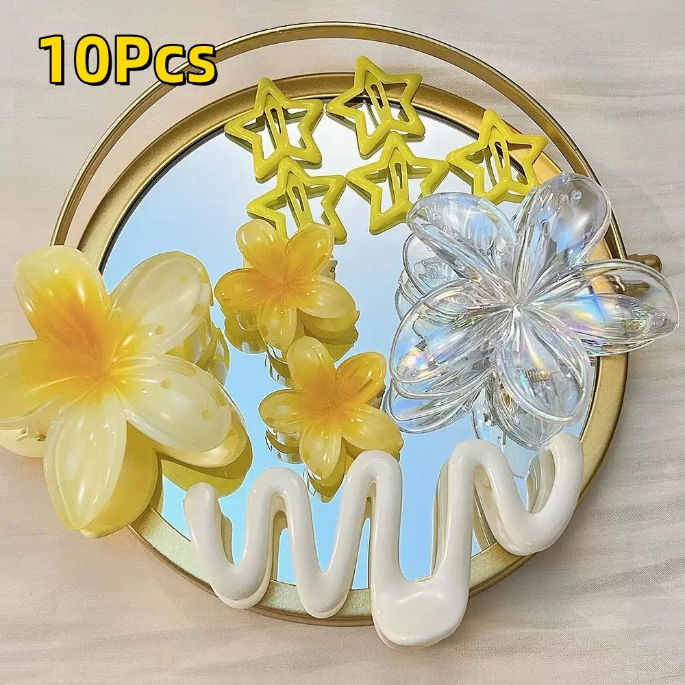 3Pcs/18Pcs Egg Flower Hair Clips Gradient Candy Color Flowers Suitable for Daily Backcombed Ponytail Shark Clip Hair Accessories