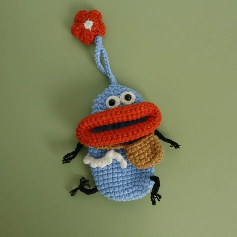 Funny Fruit Sausage Mouth Crochet Keychain Key Holder
