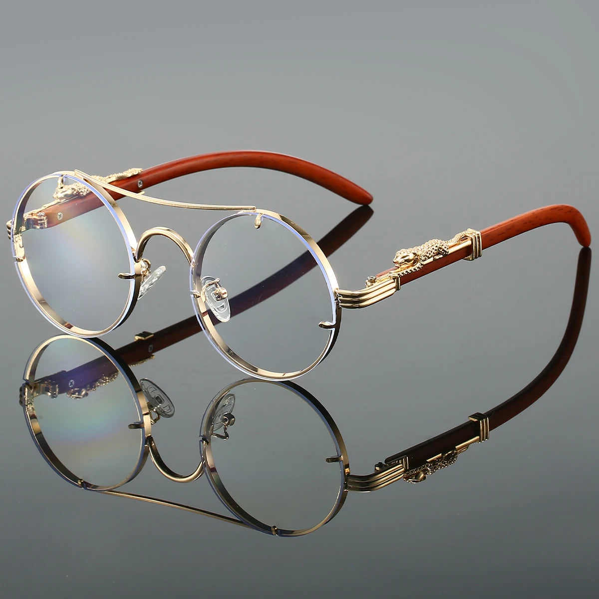 Vintage Round Double Bridge Sunglasses Retro Fashion Eyewear