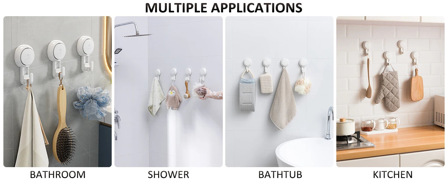 TAILI No Drilling Towel Hook Removable Vacuum Suction Cup Hooks Bathroom Robe Towel Holder Hook Kitchen Hotel Home Accessories