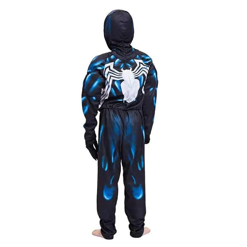 Kids Black Spider Superhero Costume – 3D Spandex Jumpsuit