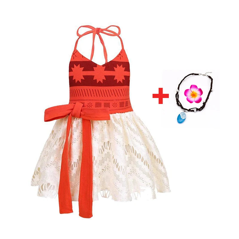 Disney New Moana Dress Costumes Kids Girl Cosplay Toddler Movie Ocean Adventure Infant Frock Halloween Party With Chick Clothes