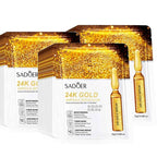 10pcs SADOER 24K Gold Vitamin C Hyaluronic Acid Face Mask Facial Moisturizing Firming Hydrating Facial Masks Skin Care Products