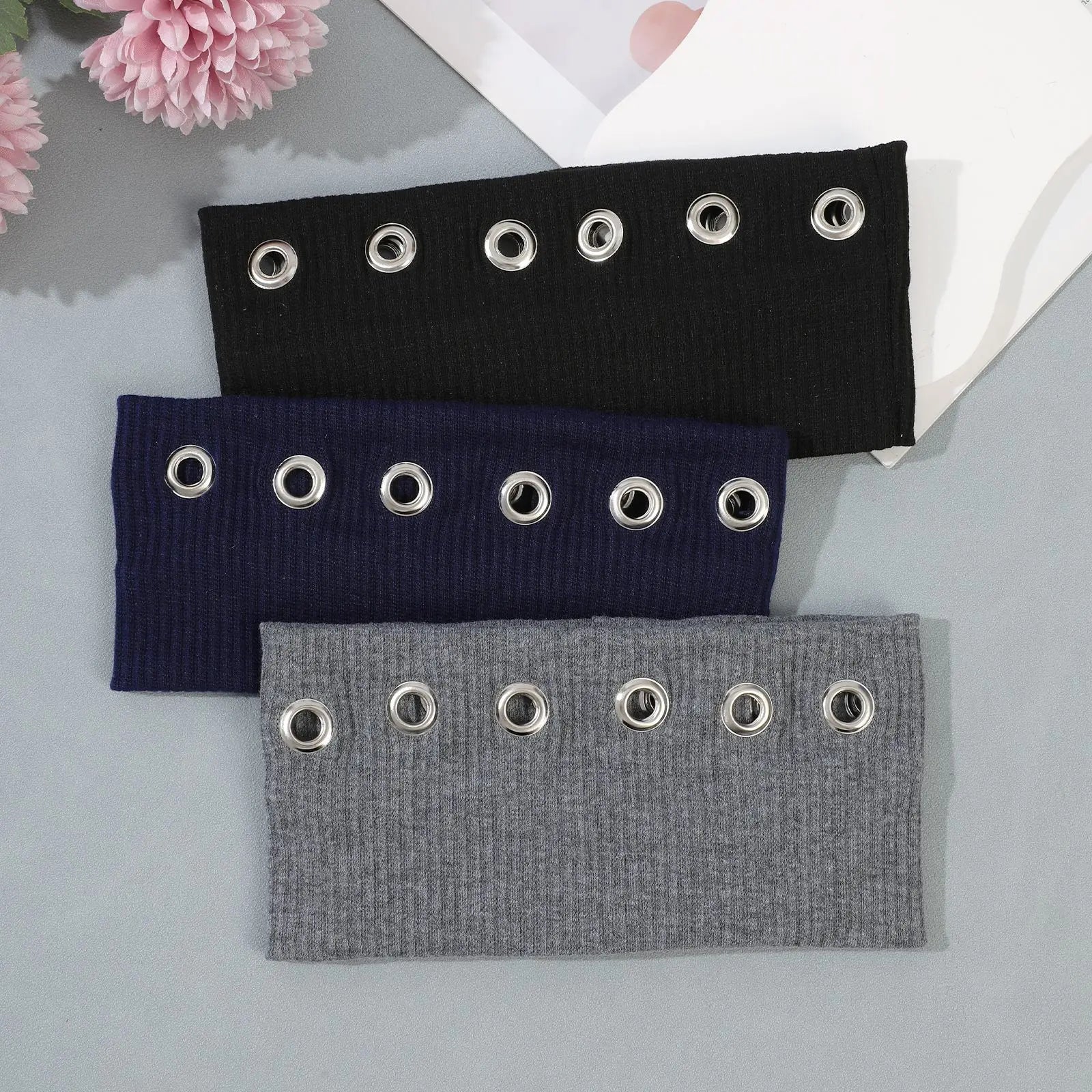 Punk Girl Hollowed Out Eyelets Wide Elastic Headband Stretchy Metal Rock Steampunk for Sports Headbands Hair Accessories