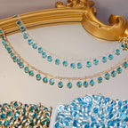 0.5Meter 1Meter Lake Blue Glass Pendant Tassel Copper Chain For DIY Necklace Exotic Clothing Hair Accessories Material