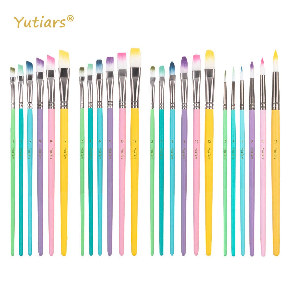 Yutiars Professional Artist Paint Brush Set - 6/24 PCS, Nylon Bristles for Watercolor, Acrylic, Oil Painting, Crafts & Face Body