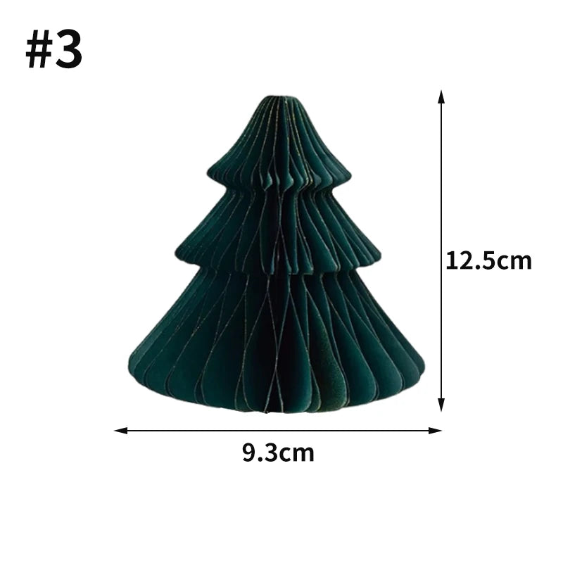 Paper Christmas Tree Ornaments 3D Honeycomb Christmas Tree Decorations Folded Paper 2026 Xmas New Year Desktop Arrangement Decor
