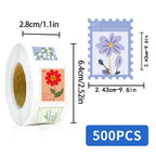500PCS Flower Stamps Roll Sticker Harajuku Cartoon Y2k Fashion Scrapbook Graffiti Cafe DIY Scrapbooking Phone Gifts Decals