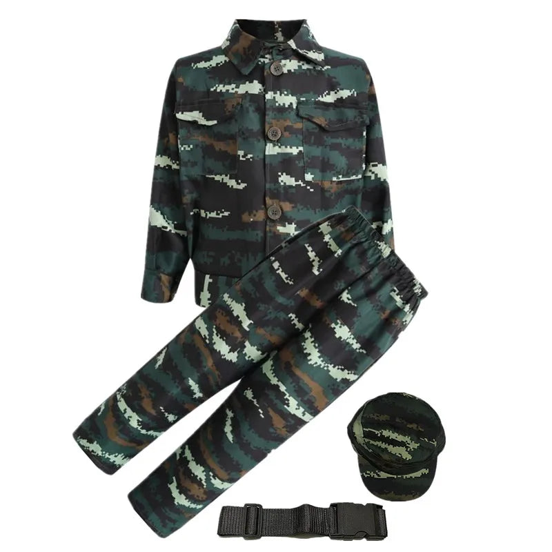 Kids Soldier Costume for Kid Party Army Costume camouflage Costumes for Boys Jungle Field Sniper Set with Pistol Compass Whistle