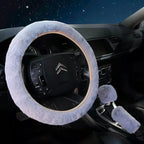 Car Steering Wheel Cover Gearshift Handbrake Cover Protector Decoration Warm Super Thick Plush Collar Soft Black Pink Women Man