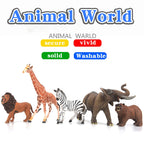 Educational Solid Simulation Animal Models Wild Animal World Toys - Elephant Crocodile Hippo Giraffe Action Figures for Kids