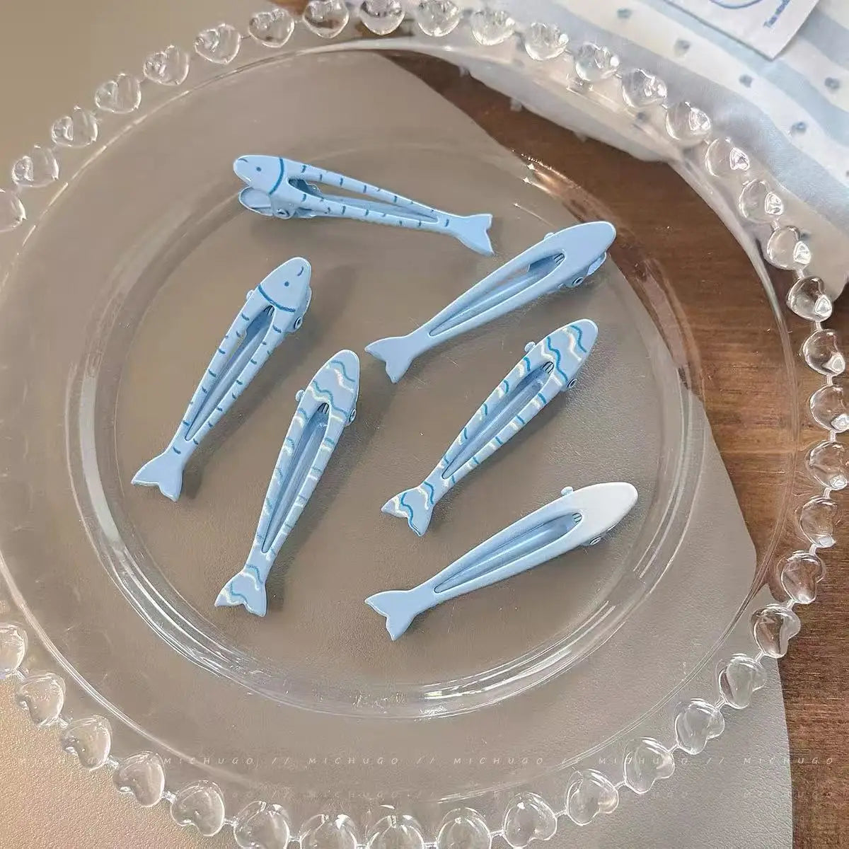 4pcs Simplicity Blue and Yellow Cute Fish Hairclip for Women Elegant Side Clip Fashion Girl Hairpin Hair Accessories