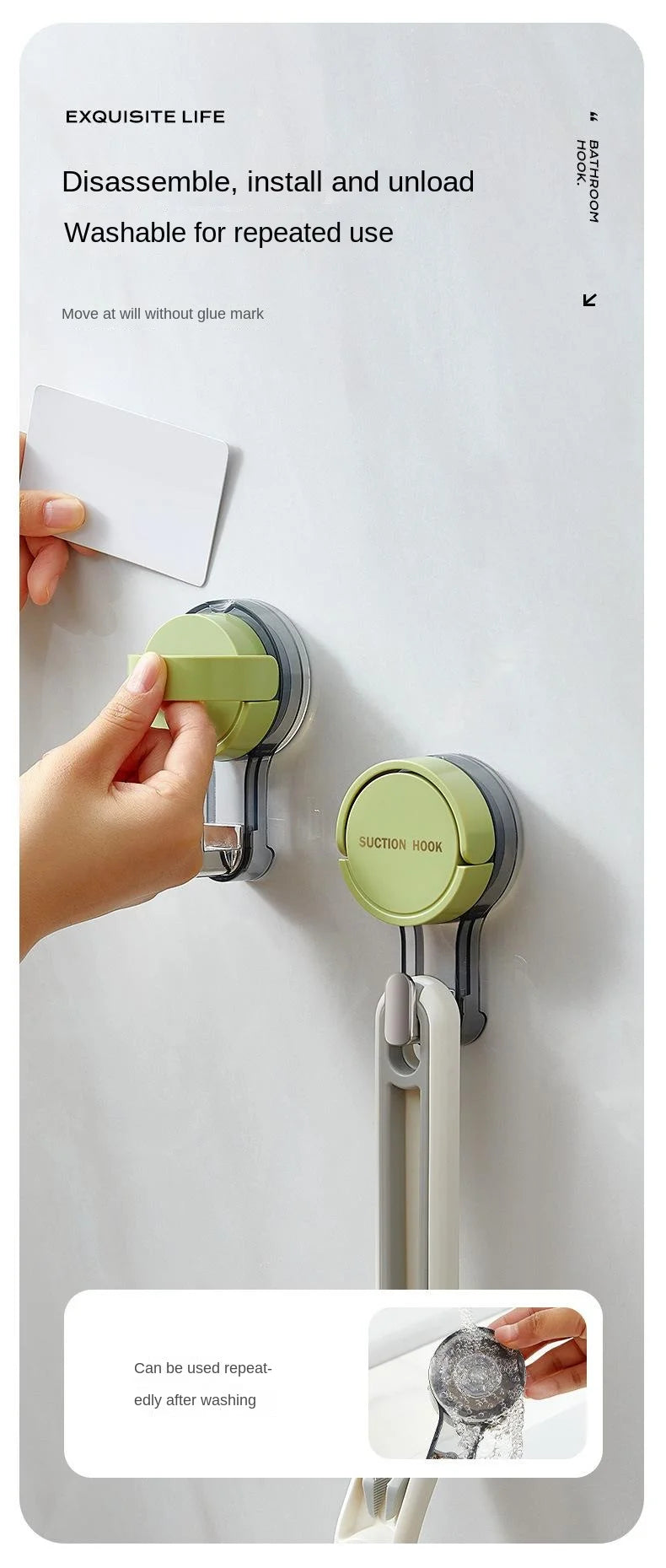 1/4/8pc Suction Hooks Strong Vacuum Power Traceless No-Drilling Adhesive Hooks for Home Bathroom Kitchen Door Back and Toilet