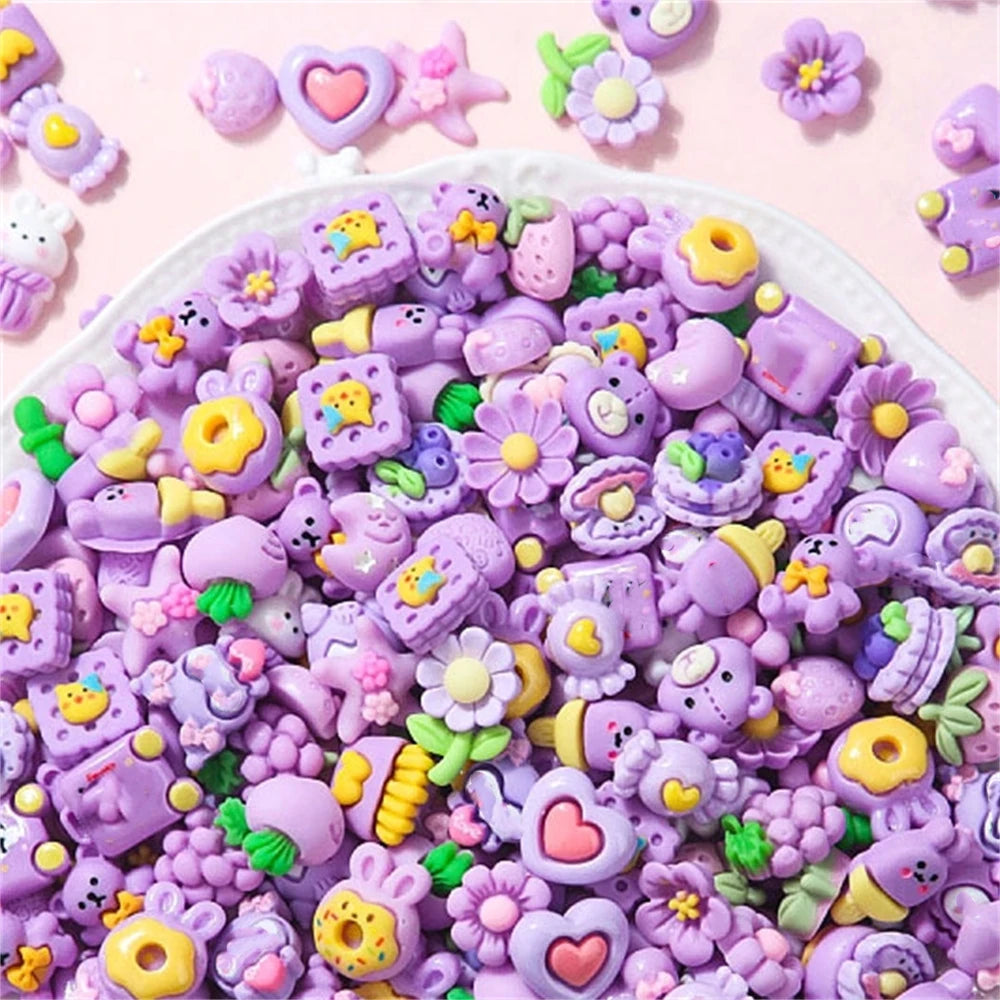 20pcs Candy Sweets Resin Flatback Slime Flat Cabochons Beads Embellishment For DIY Jewelry Findings Accessories Making Supplies