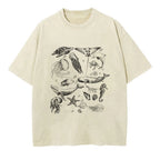 100% Cotton Tshirt Ocean Creatures Nature Short Sleeve Tops Tees Vintage Harajuku Fish T-Shirt Men Women Streetwear