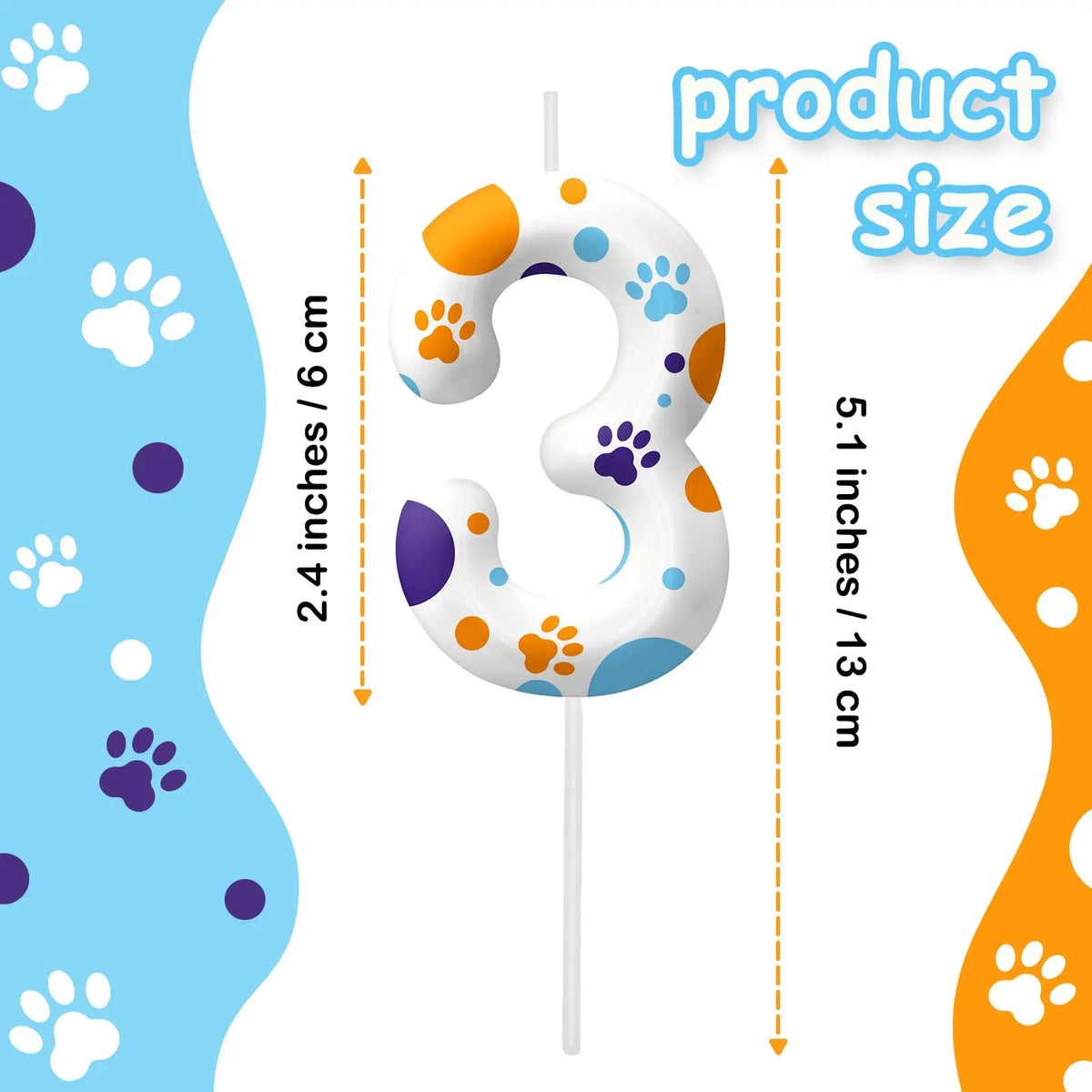 Blue Dog Paw Themed Birthday Candle Number 0-9 Party Decoration Cartoon Dog Paw Candle for Cake Toppers Party Supplies