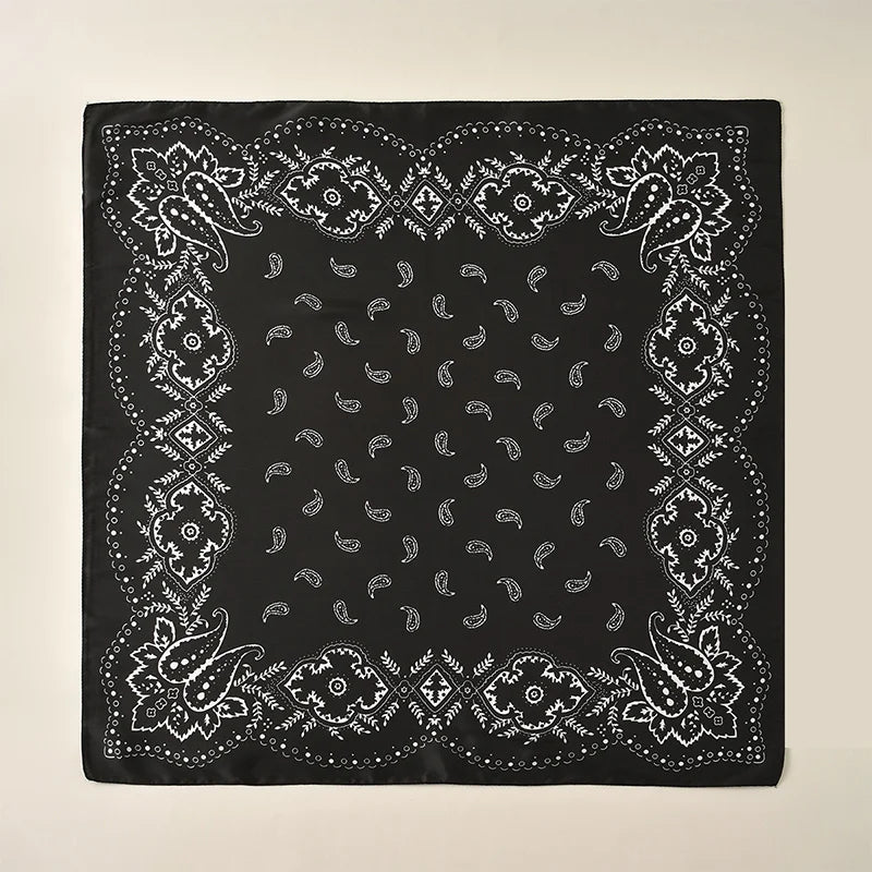 1pc 68*68cm Fashion Hip Hop Bandana Square Scarf Cowboy Cashew Black Paisley Headband Print For Women/Men/Boys/Girls