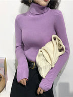 2026 Autumn Winter Thick Sweater Women Knitted Ribbed Pullover Sweater Long Sleeve Turtleneck Slim Jumper Soft Warm Pull Femme