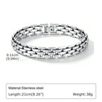Punk Silver Color Men's Chain Bracelets,Hip Hop Stainless Steel Braided Link Wristband,Classic Metal Jewelry Gift for Him Dad