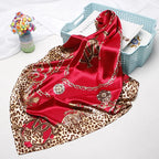 Fashion Kerchief Silk Satin Neck Scarf For Women Print Hijab Scarfs Female 90*90cm Square Shawls and Wraps Scarves For Lady