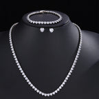 ZAKOL Gorgeous Buling AAA Clear Round Cubic Zirconia Wedding Bridal Necklace Earrings Party Jewelry Set for Women