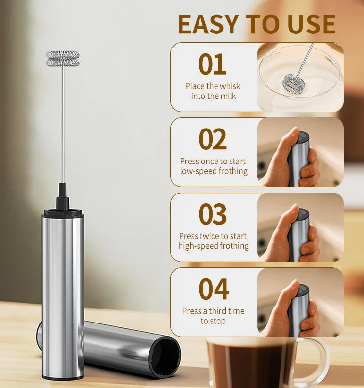 Rechargeable Milk Frother – Handheld Foam Maker & Drink Mixer