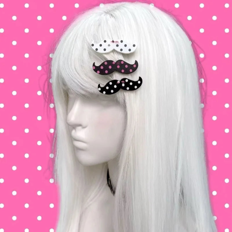 1/4pcs Mustache Hair Clip Polka Dot Y2K Retro Clips Fun Quirky Bangs Side Hairpins Harajuku Style Headwear Accessory Decoration