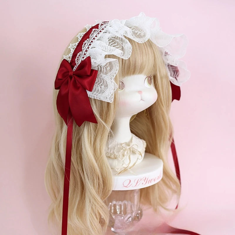lolita headband hair accessories hair accessories sweet lace headband KC dark ribbon bow