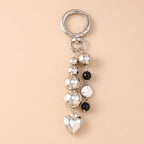 Cute Bowknot Love Heart Keychain Crystal Pearl Key Ring Pendants for Women Girls Handbag Decor DIY Handmade Key Chain Gifts