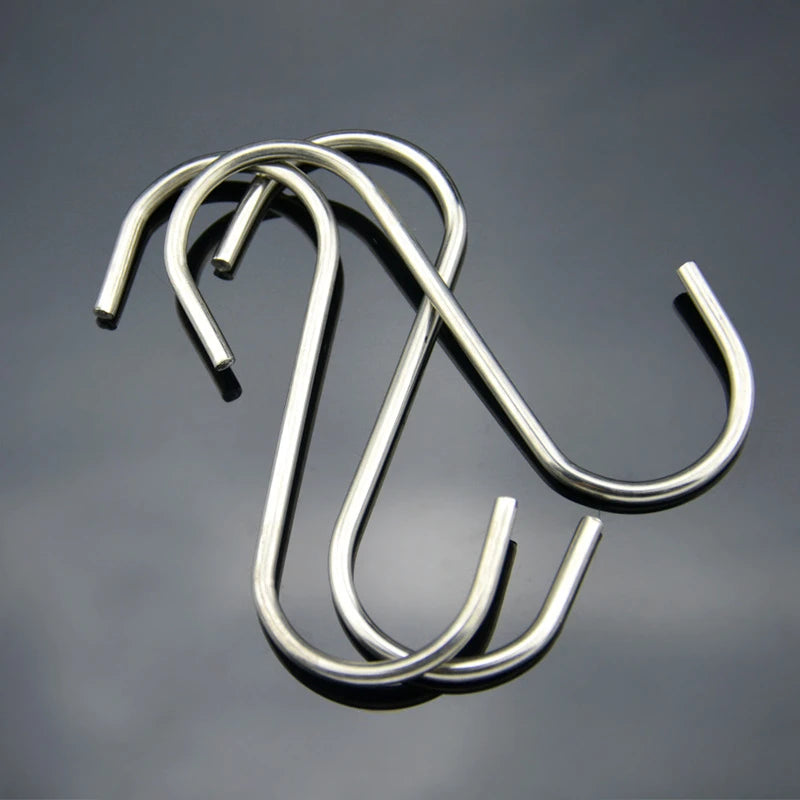 10 pcs Stainless steel S shaped hook Large hook S hook, multi purpose S shaped hook metal S-hook hook for kitchen and bathroom