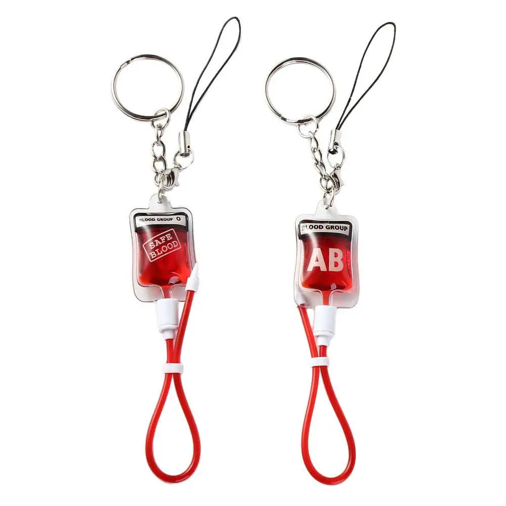 New Style 1 Pcs Blood Type A B O AB Plasma Pack Blood Bag PVC Pendant DIY Jewelry Making Gift Charm Keychain Accessory Keyring