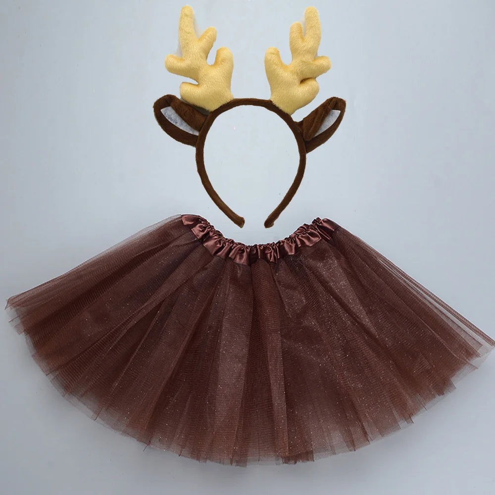 Animals  Children  Headband Tutu Skirt Tail Bow Kids  Girl Party Props Elephant Tiger Fox     Halloween Costume Cosplay