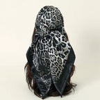 Satin Square Scarf Women Muslim Hijab Elegant 2025 Print Silk Neckerchief Shawl Wraps Headband Handle Hair Accessories Bandana
