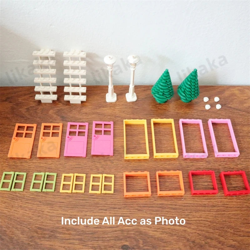 City Friends Door Window Set Building Blocks Compatible Classic House Architecture Blocks Parts MOC Bricks DIY Toys for Kids