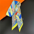 Fashion Women Hair Scarf 2024 New Brand Design Luxury Silk Scarf Fashion Print Headband Skinny Bag Scarves Neckerchief