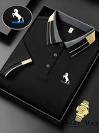 Men's Luxury Short Sleeve Polo Shirt with Horse Embroidery Milan Style Summer Casual T Shirt Men Business Brand Clothing