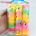 24PCS Rainbow Magic Springs Circle Toys Kids Birthday Party Favors Guests Giveaway Small Gifts Pinata Fillers Flexible Funny Toy