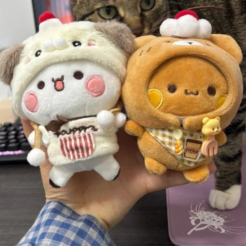 New Bubu And Yier Panda Plush Doll Suit Soft Anime Toy Kawaii Cartoon Fluffy Bear Bag Car Key Pendant Decoration Couple Gift