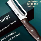 Stainless steel peeler with imitated wood handle for peeling and slicing fruits and vegetables | Durable and smooth operation