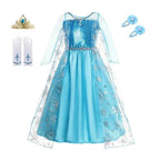 Girls Snow Queen Elsa Anna Kids Costumes For Girls 2024 Carnival Party Prom Gown Children Clothing Frozen Jasmine Princess Dress